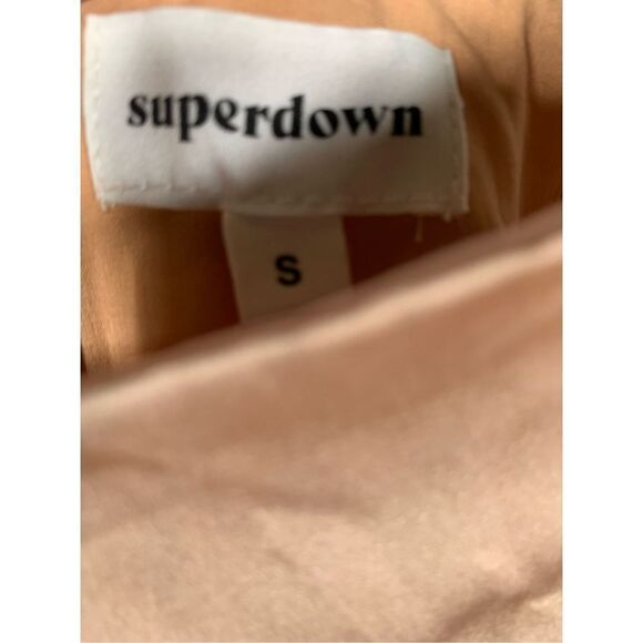 New superdown - revolve Katherine drape satin lace mini dress in nude size S - Picture 6 of 7